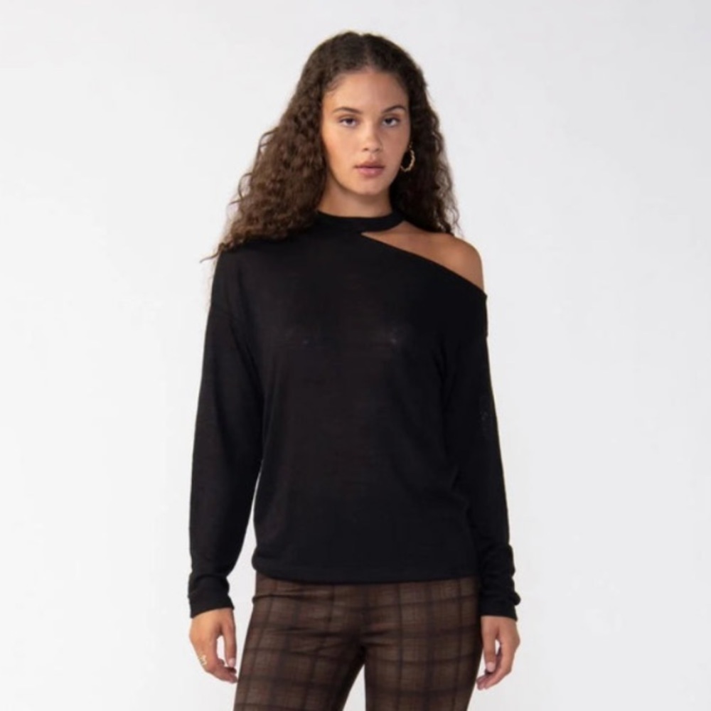 sanctuary full time lover black knit cut out sweater